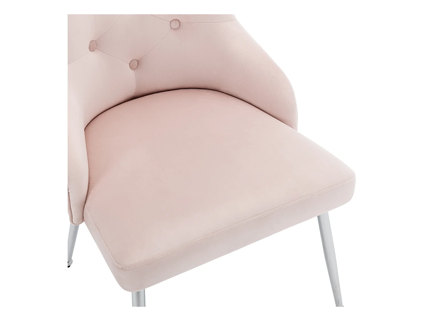 Lot de 2 chaises à manger en velours avec support lombaire et dossier - pieds en métal - rose