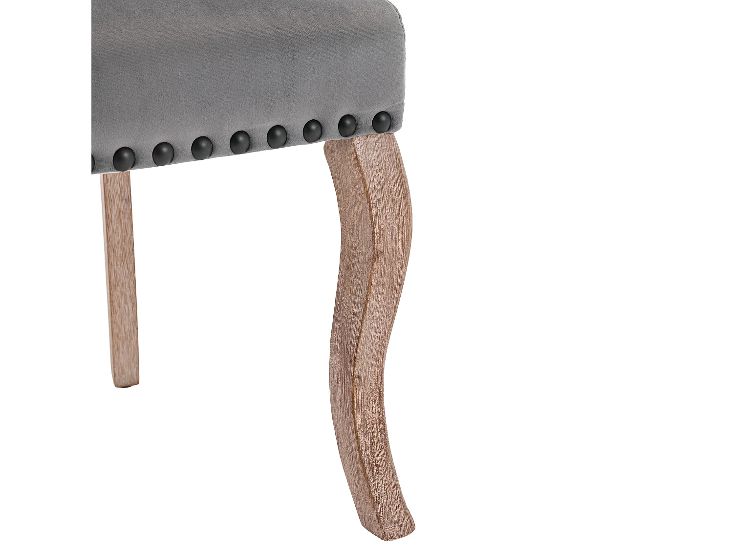 Lot de 6 chaises à manger en velours avec dossier - pieds en bois - gris