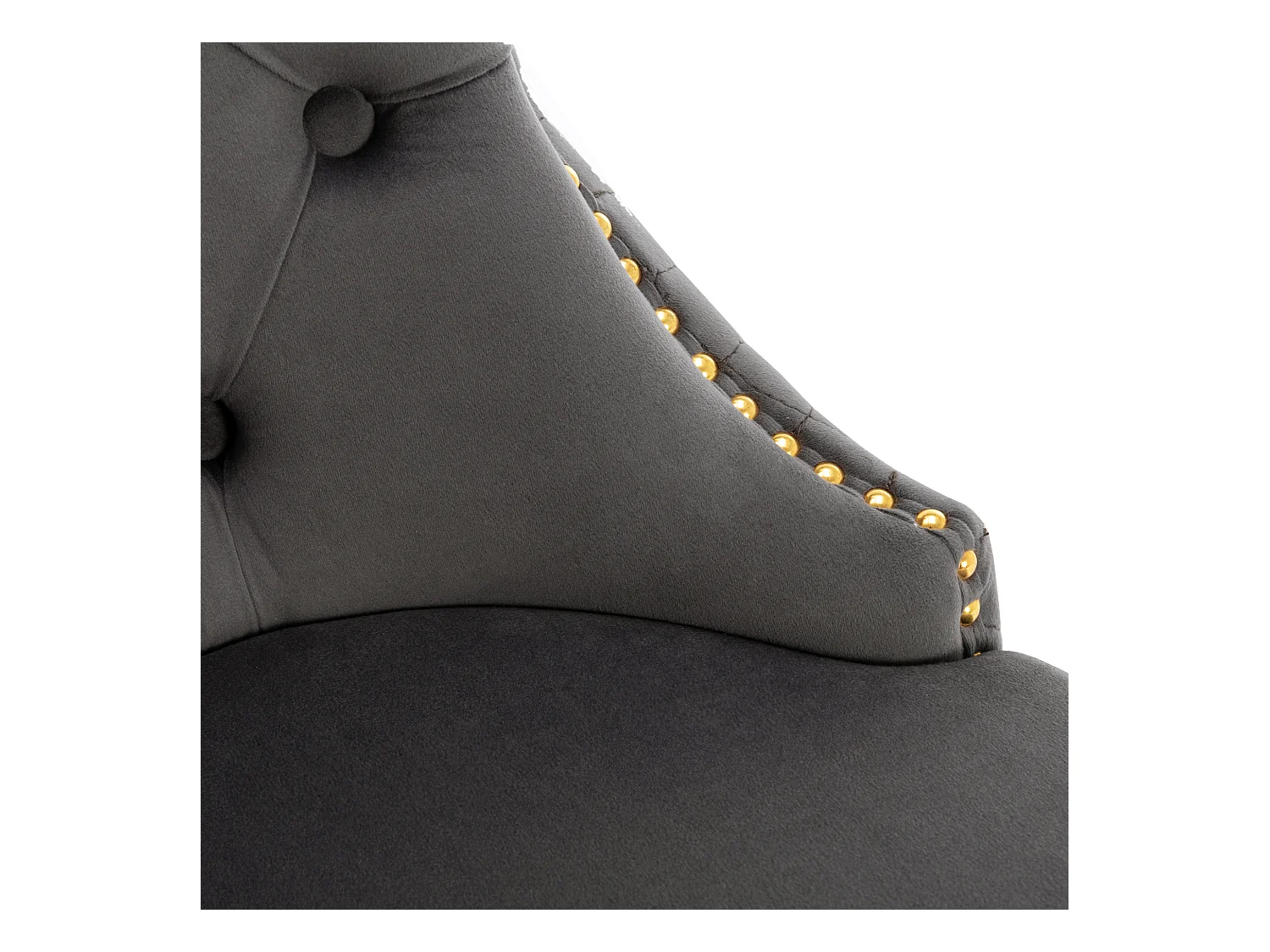 Lot de 4 chaises à manger en velours  - pieds en métal doré - gris