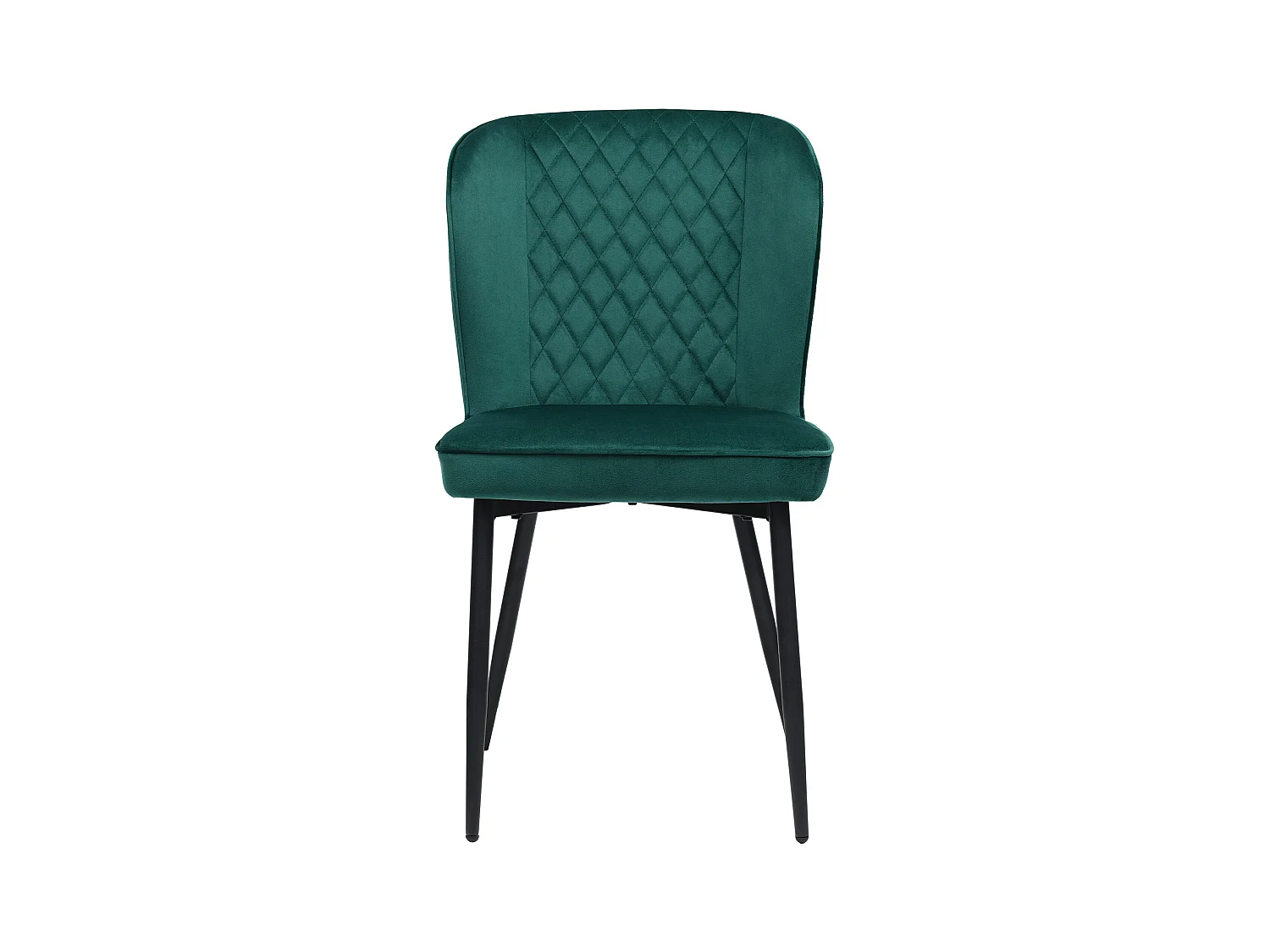 Lot de 4 chaises à manger en velours avec dossier rembourré - pieds en métal noir - vert foncé