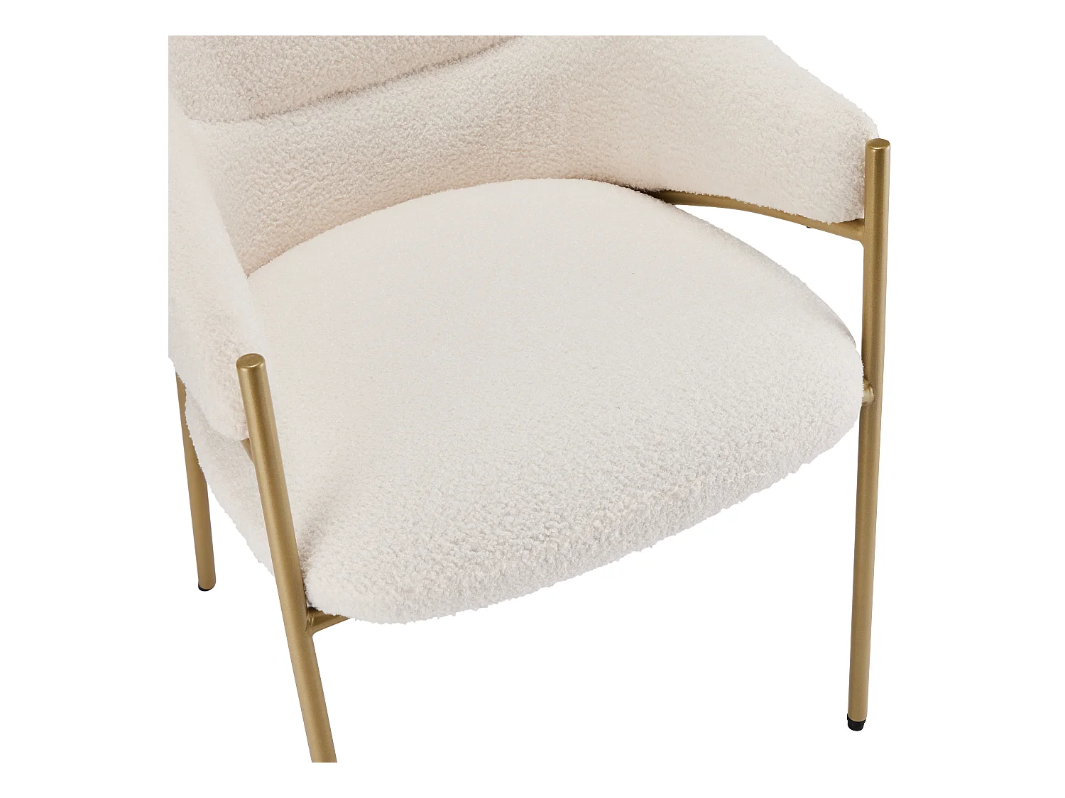 Set van 6 Sherpa eetkamerstoelen met gewatteerde rugleuning en armleuningen - Verstelbare poten - Beige