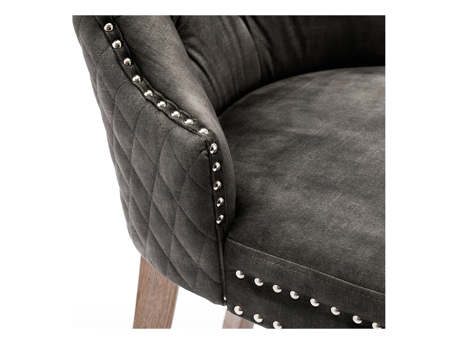 Lot de 2 chaises à manger en velours avec dossier - pieds en bois - gris