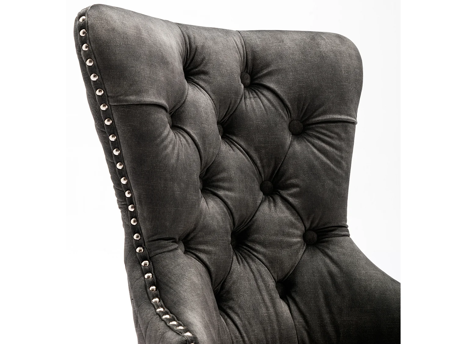 Lot de 2 chaises à manger en velours avec dossier - pieds en bois - gris