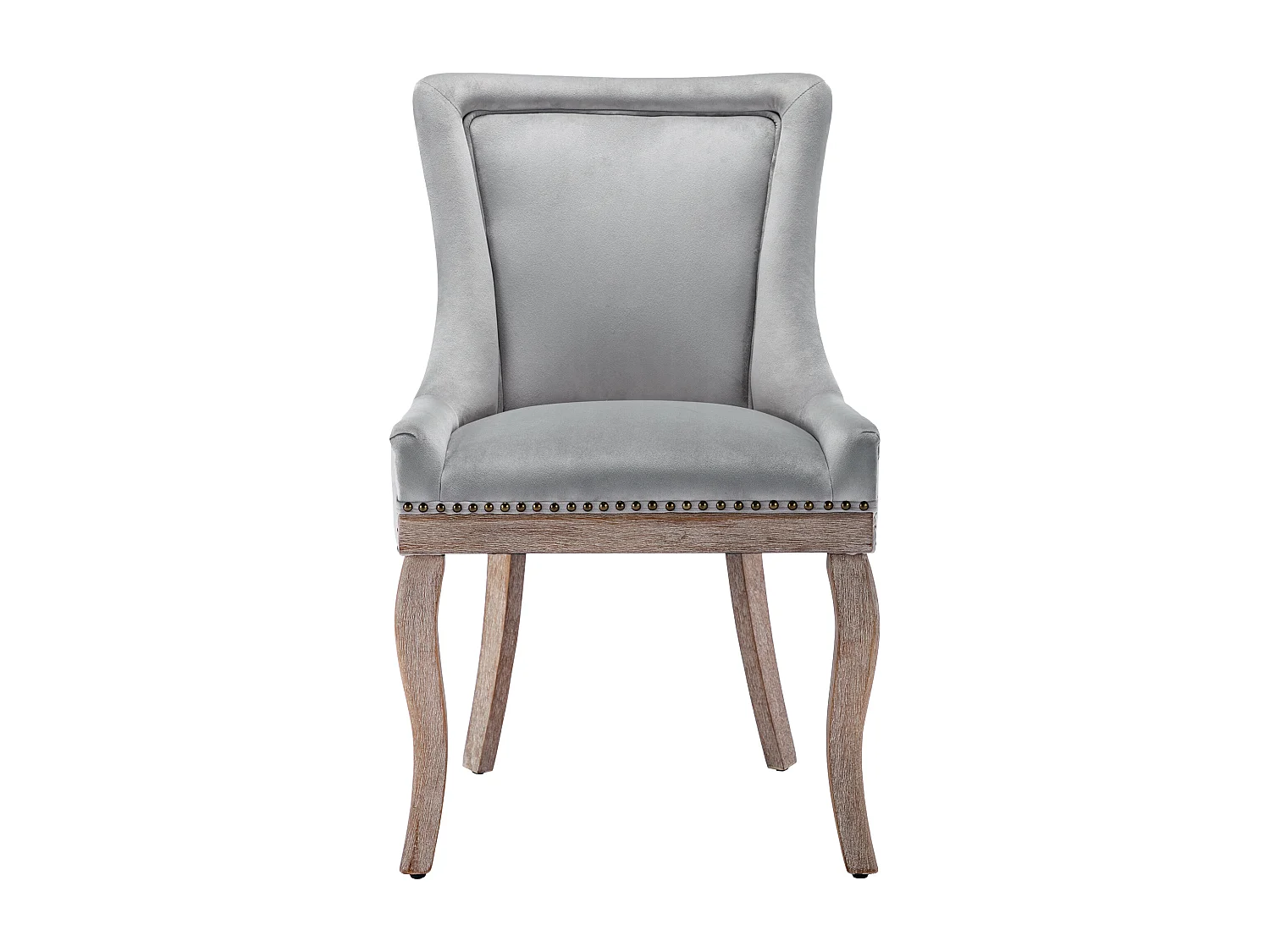 Lot de 4 chaises à manger en velours avec dossier - pieds en bois - gris