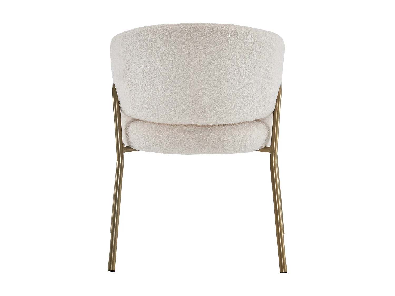 Lot de 4 chaises à manger en laine d'agneau avec accoudoirs et dossier - pieds en métal - blanc