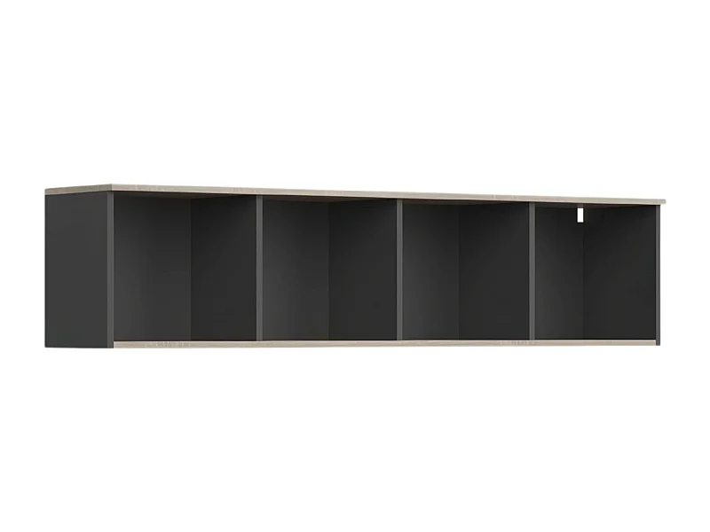 Étagère murale de bureau moderne Nibis Chêne Sonoma/Gris 4 ouvertures 160 x 37 x 32 cm