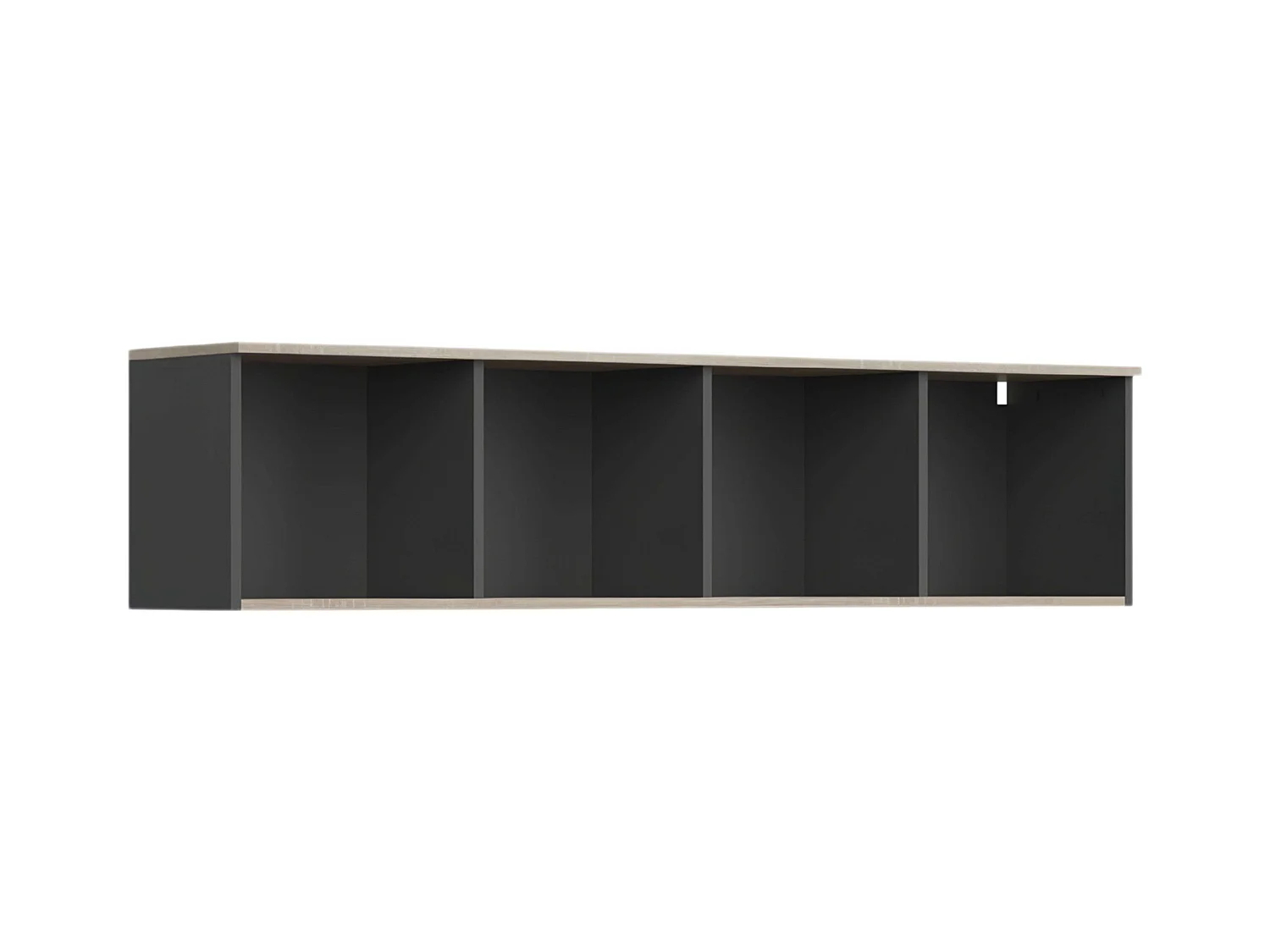 Étagère murale de bureau moderne Nibis Chêne Sonoma/Gris 4 ouvertures 160 x 37 x 32 cm