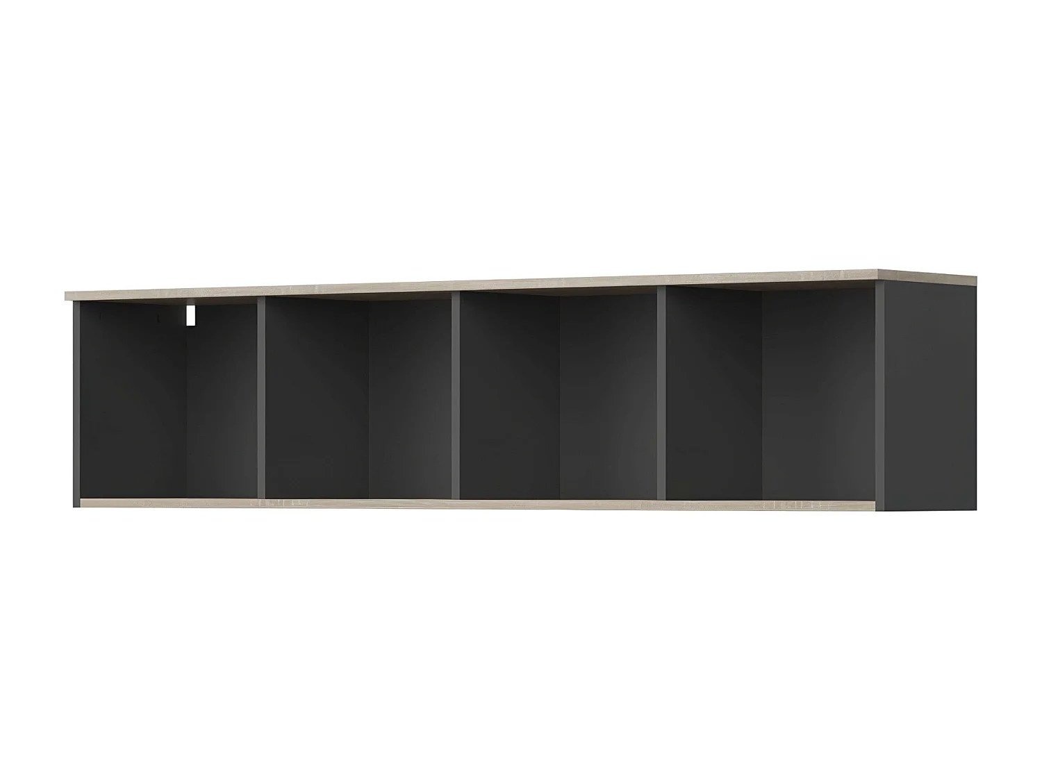 Étagère murale de bureau moderne Nibis Chêne Sonoma/Gris 4 ouvertures 160 x 37 x 32 cm