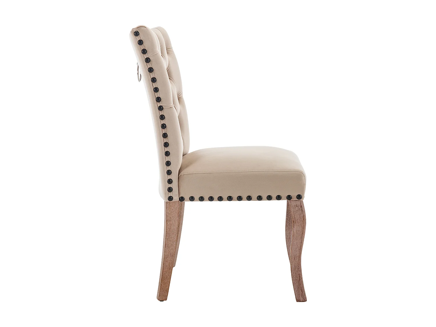 Lot de 4 chaises à manger en velours avec dossier - pieds en bois - marron clair