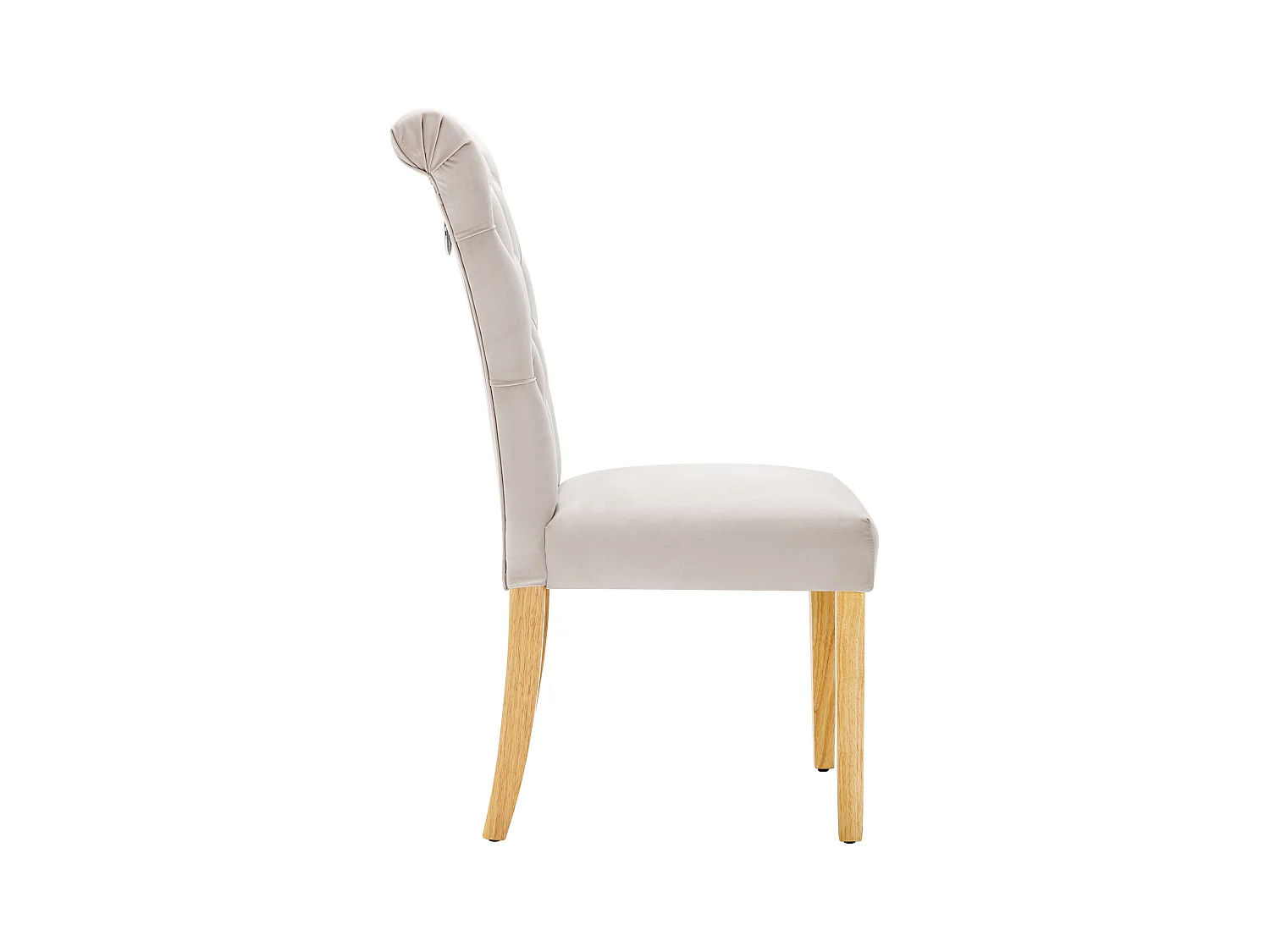 Lot de 2 chaises en velours avec dossier - pieds en bois doré - beige