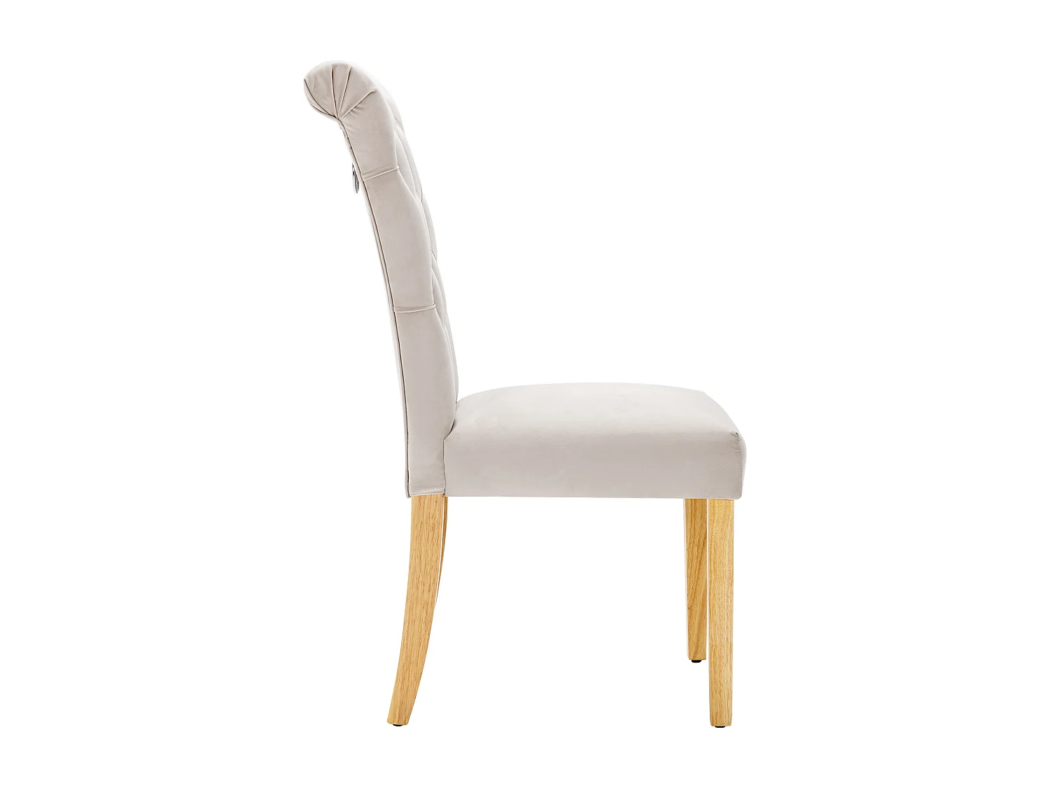Lot de 2 chaises en velours avec dossier - pieds en bois doré - beige