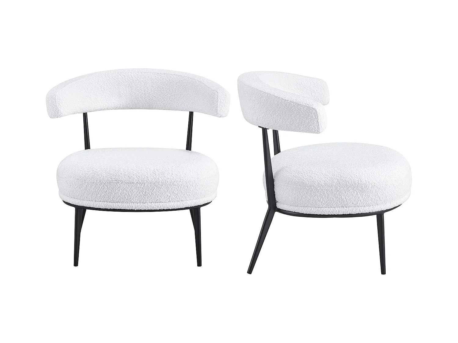 Pack de 2 butacas de 69x70x66 cm tapizadas en tejido tipo Teddy espuma-madera blanco Asis