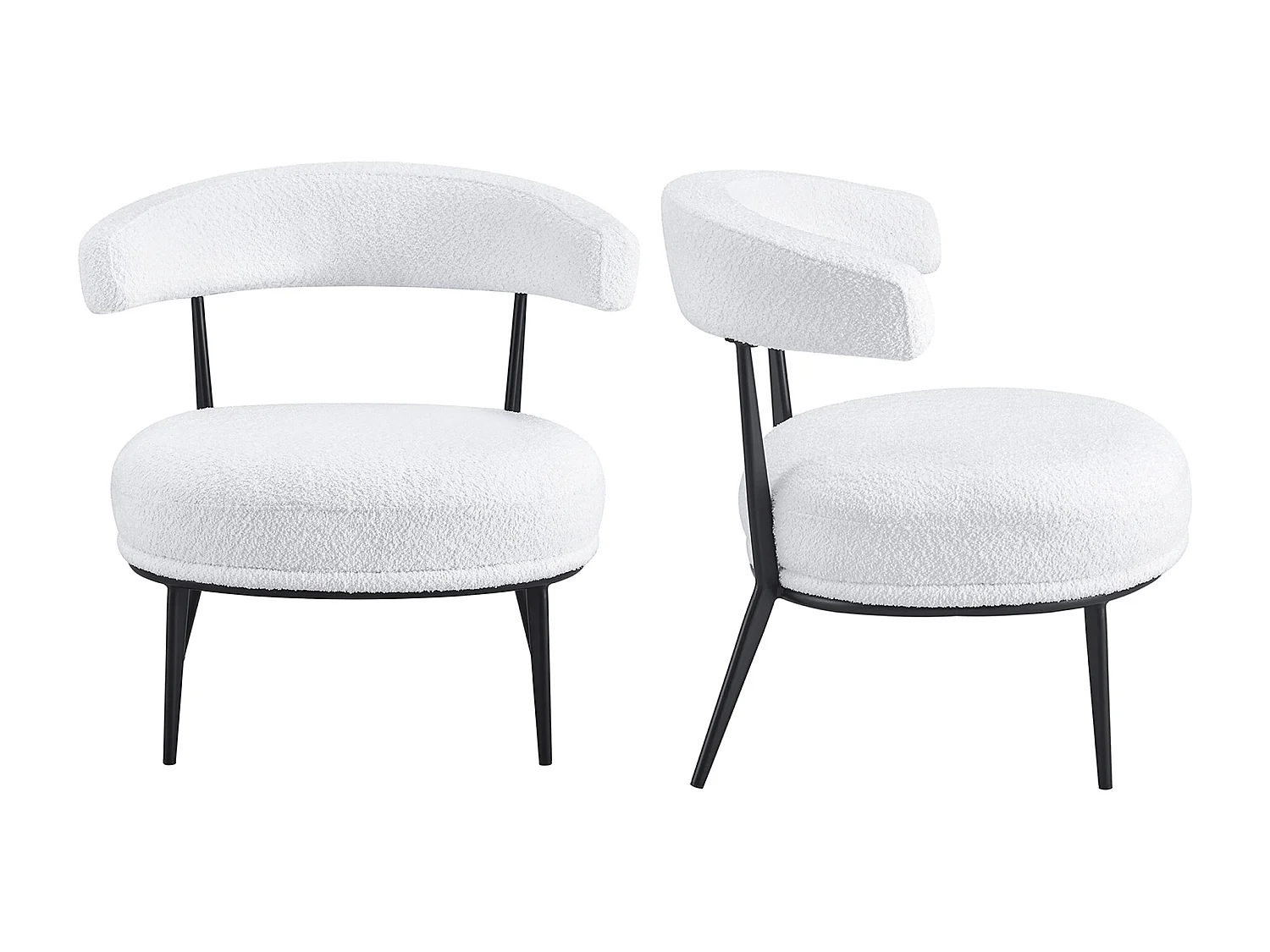 Pack de 2 butacas de 69x70x66 cm tapizadas en tejido tipo Teddy espuma-madera blanco Asis