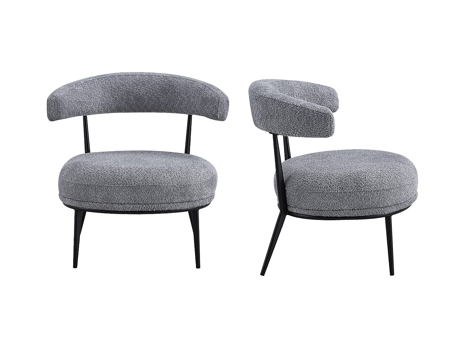 Pack de 2 butacas de 69x70x66 cm tapizadas en tejido tipo Teddy espuma-madera gris Asis