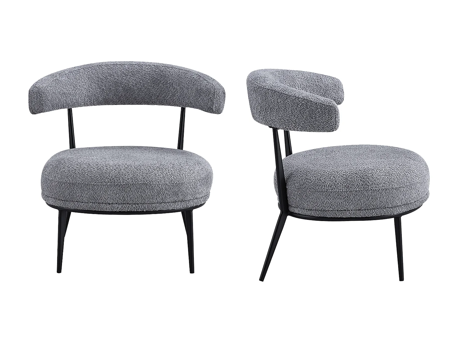 Pack de 2 butacas de 69x70x66 cm tapizadas en tejido tipo Teddy espuma-madera gris Asis