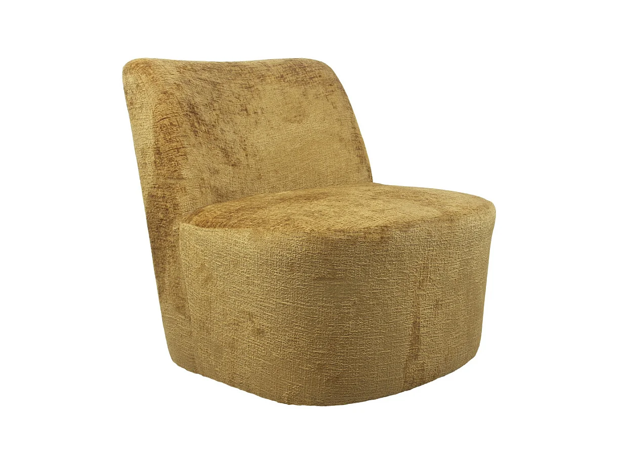 Butaca de 69x65x75 cm con mecanismo giratorio de 360º y estructura de madera mostaza Gian