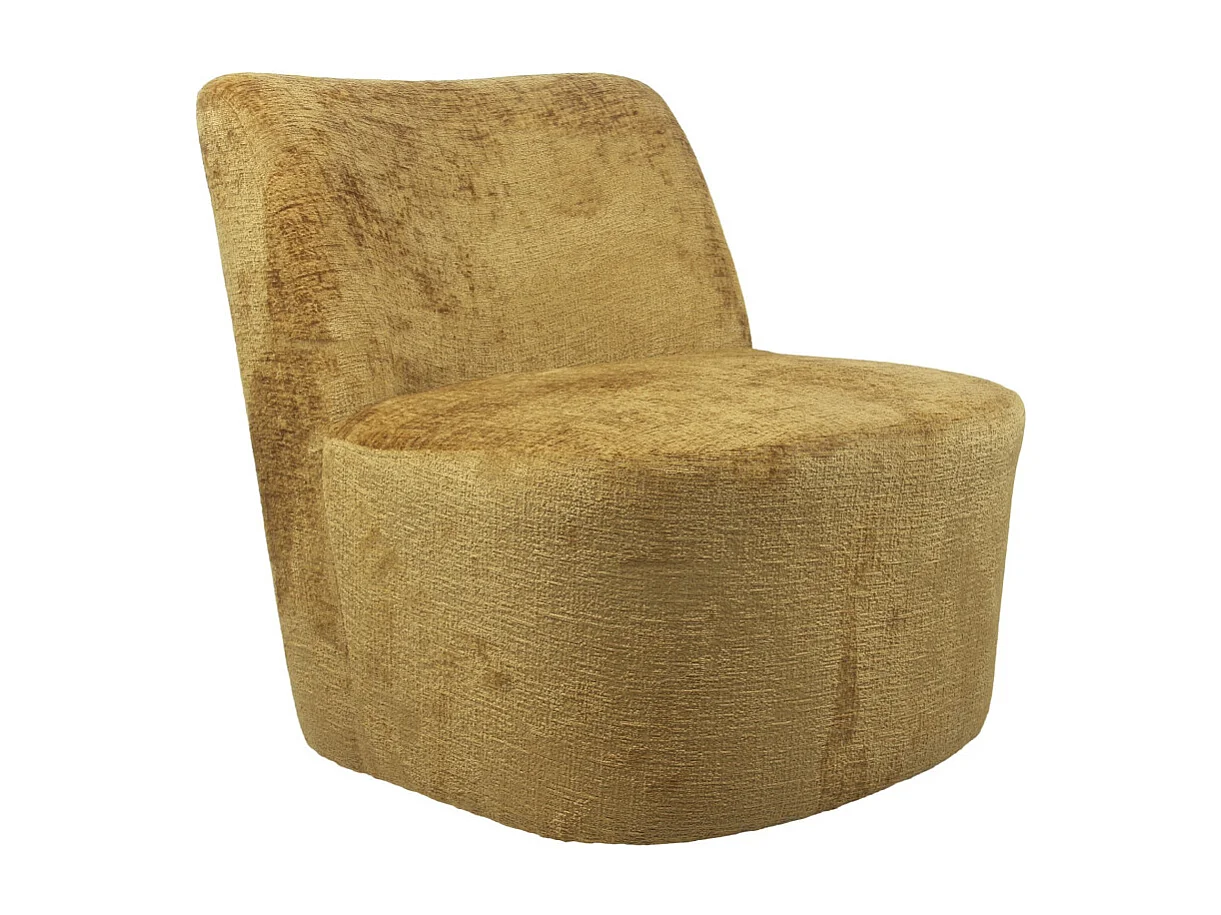 Butaca de 69x65x75 cm con mecanismo giratorio de 360º y estructura de madera mostaza Gian