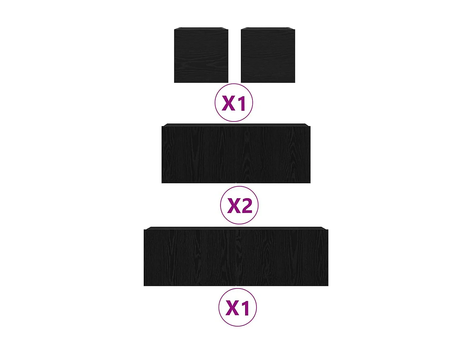 Conjunto de 7 Peças de Armários para TV  Carvalho Preto Madeira Engenheirada