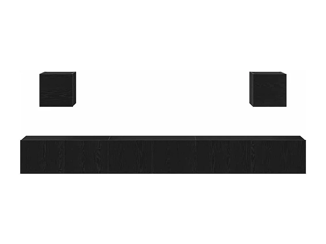 Conjunto de 7 Peças de Armários para TV  Carvalho Preto Madeira Engenheirada