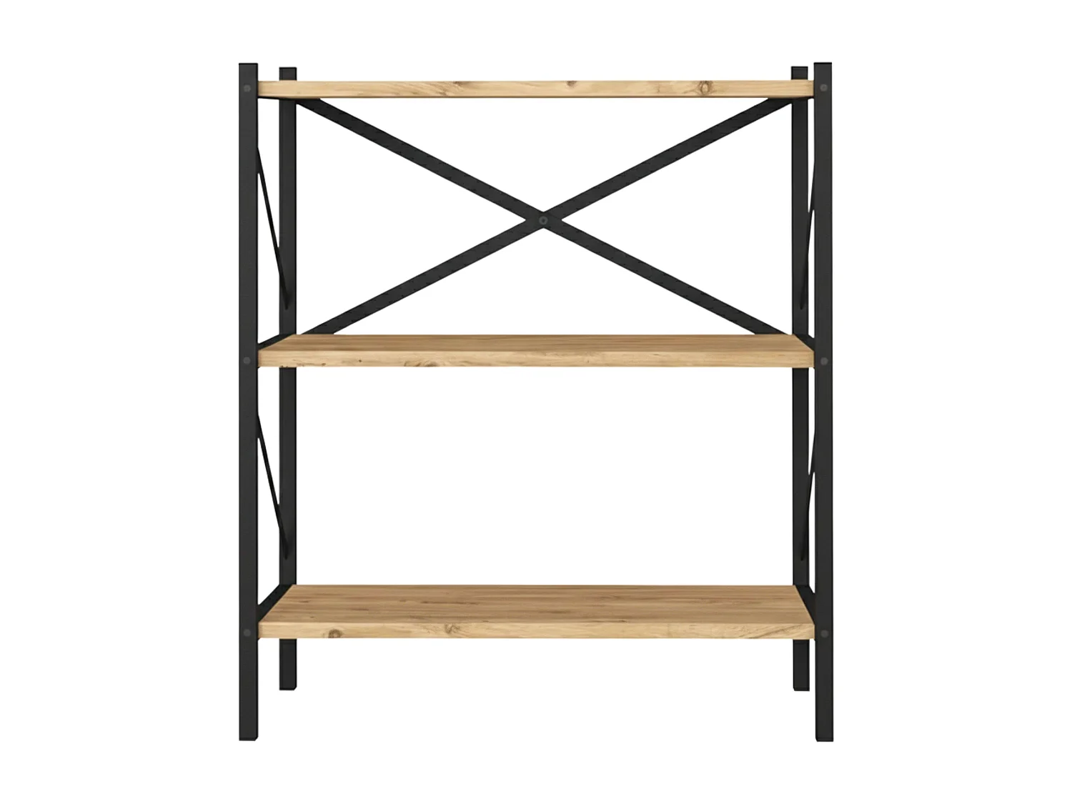 Bibliothèque de salon Rus 3 étagères Noir et Chêne Safir 66x85x34 cm