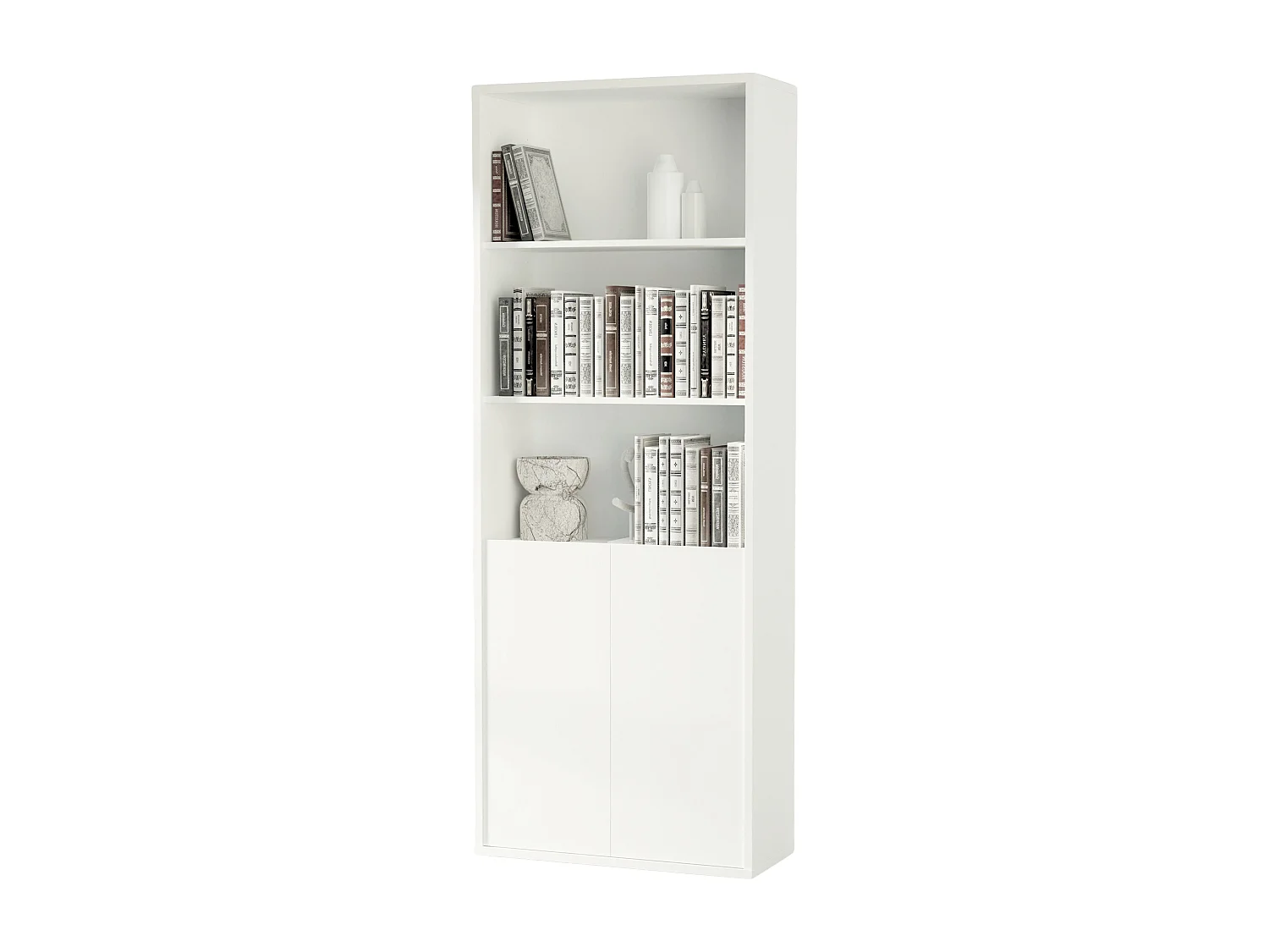 Estantería, Aglomerado y Melamina Alta Densidad, Blanco Soft, 196.5 x 75.5 x 33 cm