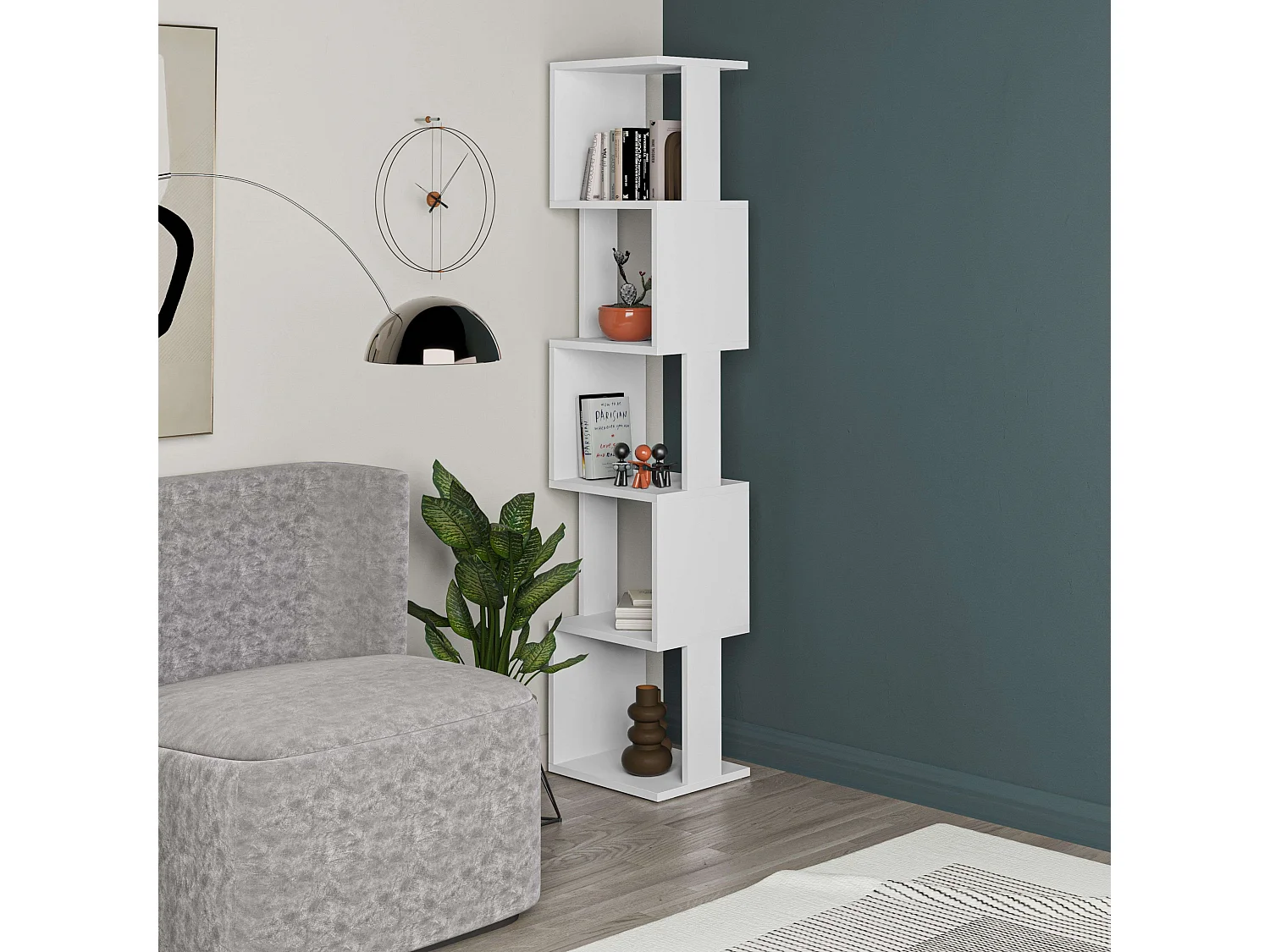 Estantería Guan 5 Huecos Blanco 35x161x30 cm