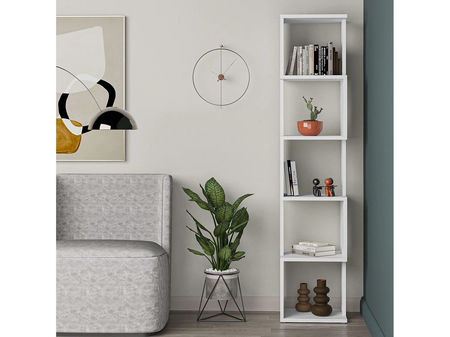 Estantería Guan 5 Huecos Blanco 35x161x30 cm
