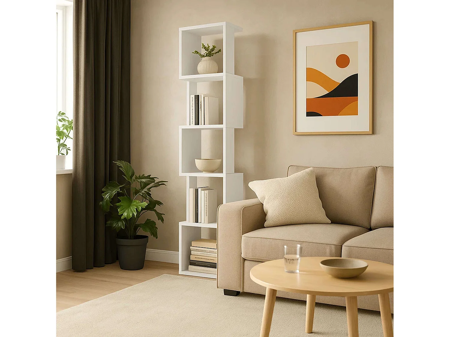 Estantería Guan 5 Huecos Blanco 35x161x30 cm