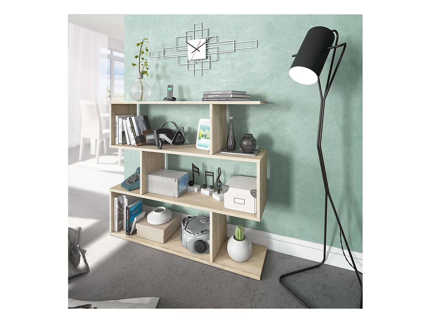 Pack 2 Estanterías Zig-zag Librerías Alta y Baja Roble Canadian