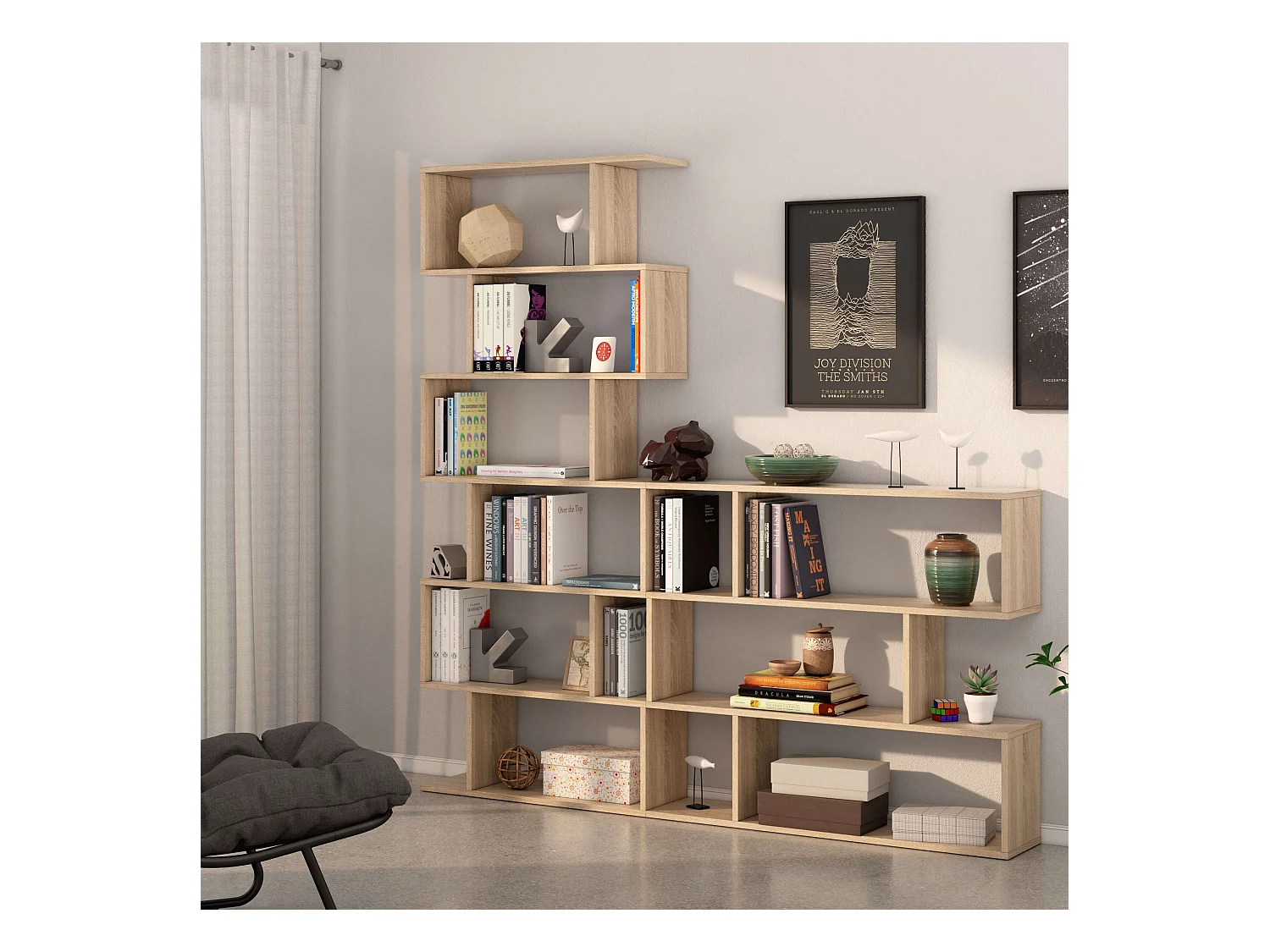 Pack 2 Estanterías Zig-zag Librerías Alta y Baja Roble Canadian