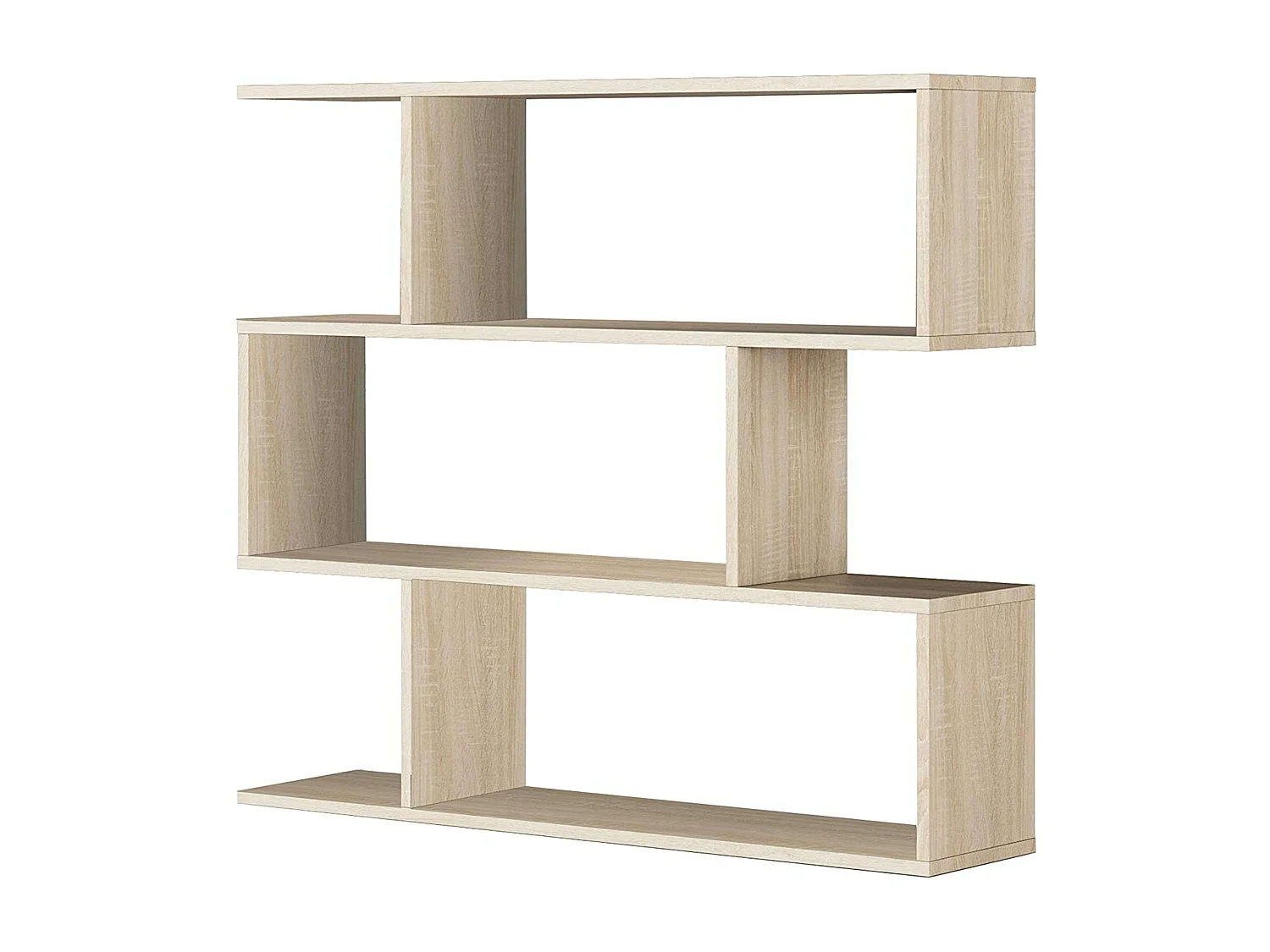 Pacote de 2 estantes em zigue-zague, estantes altas e baixas, carvalho canadense