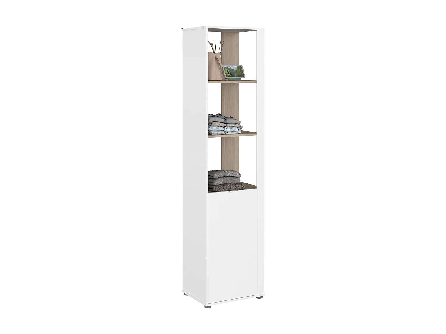 Estantería Dormitorio Juvenil Boreal Blanco Mate/Roble Japonés 50x205x40 cm