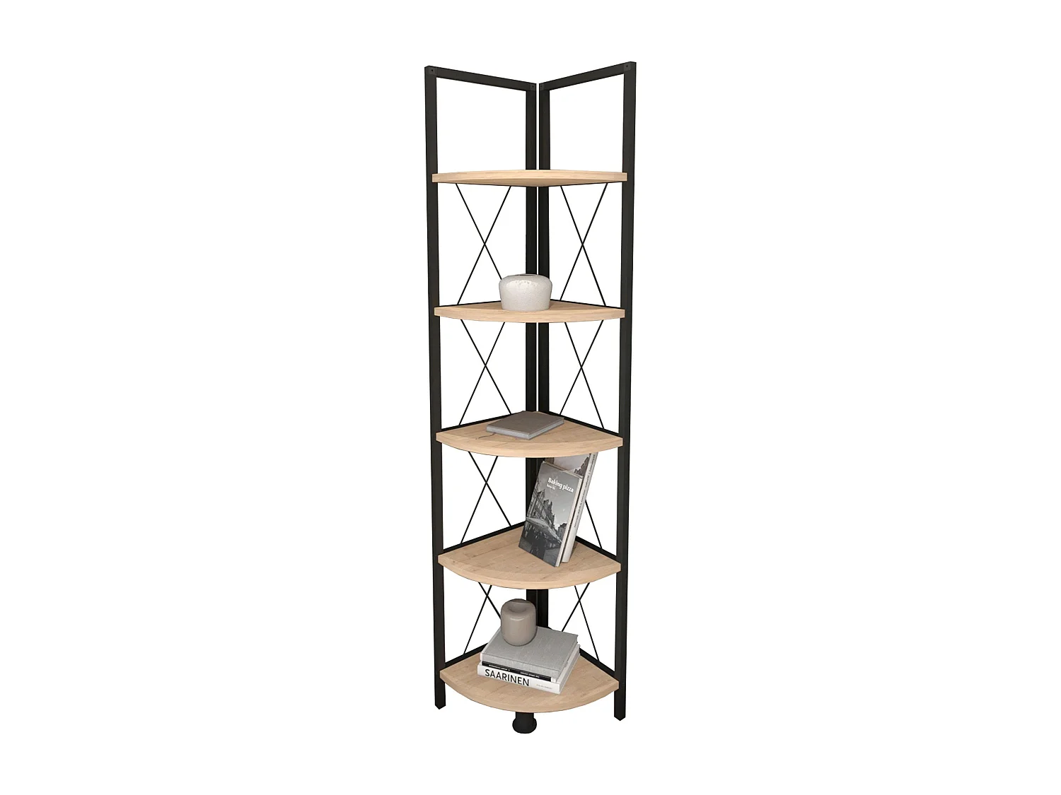 Prateleira de canto Rus Carvalho Safir/Preto 160x67x34 cm