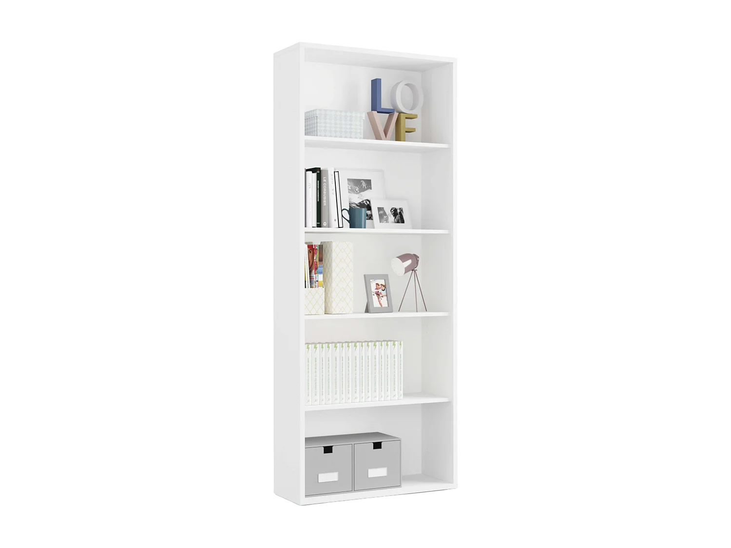 Estantería Alta Scaled Moderna Blanco 76x197x33 cm