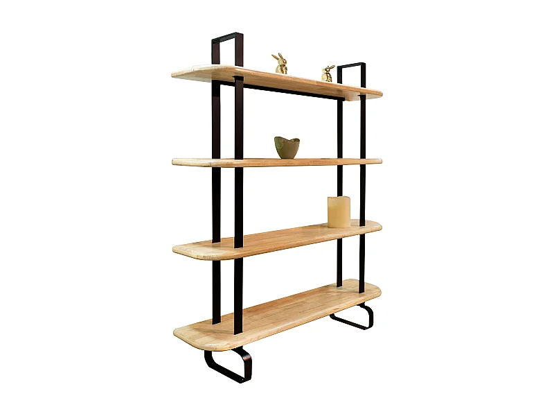 Estantería alta Napi roble estructura metálica 150x180x35 cm claro/negro