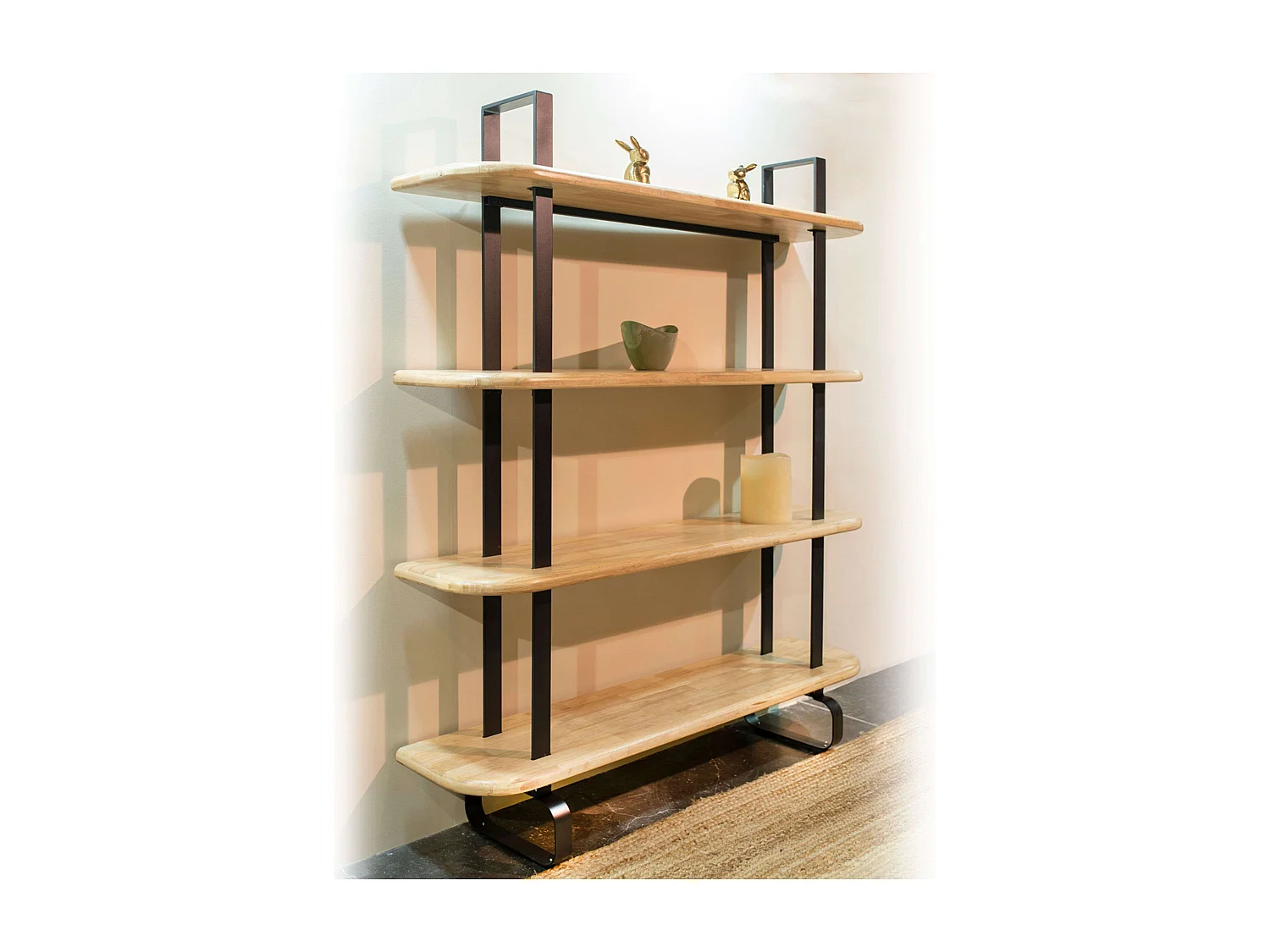 Estantería alta Napi roble estructura metálica 150x180x35 cm claro/negro