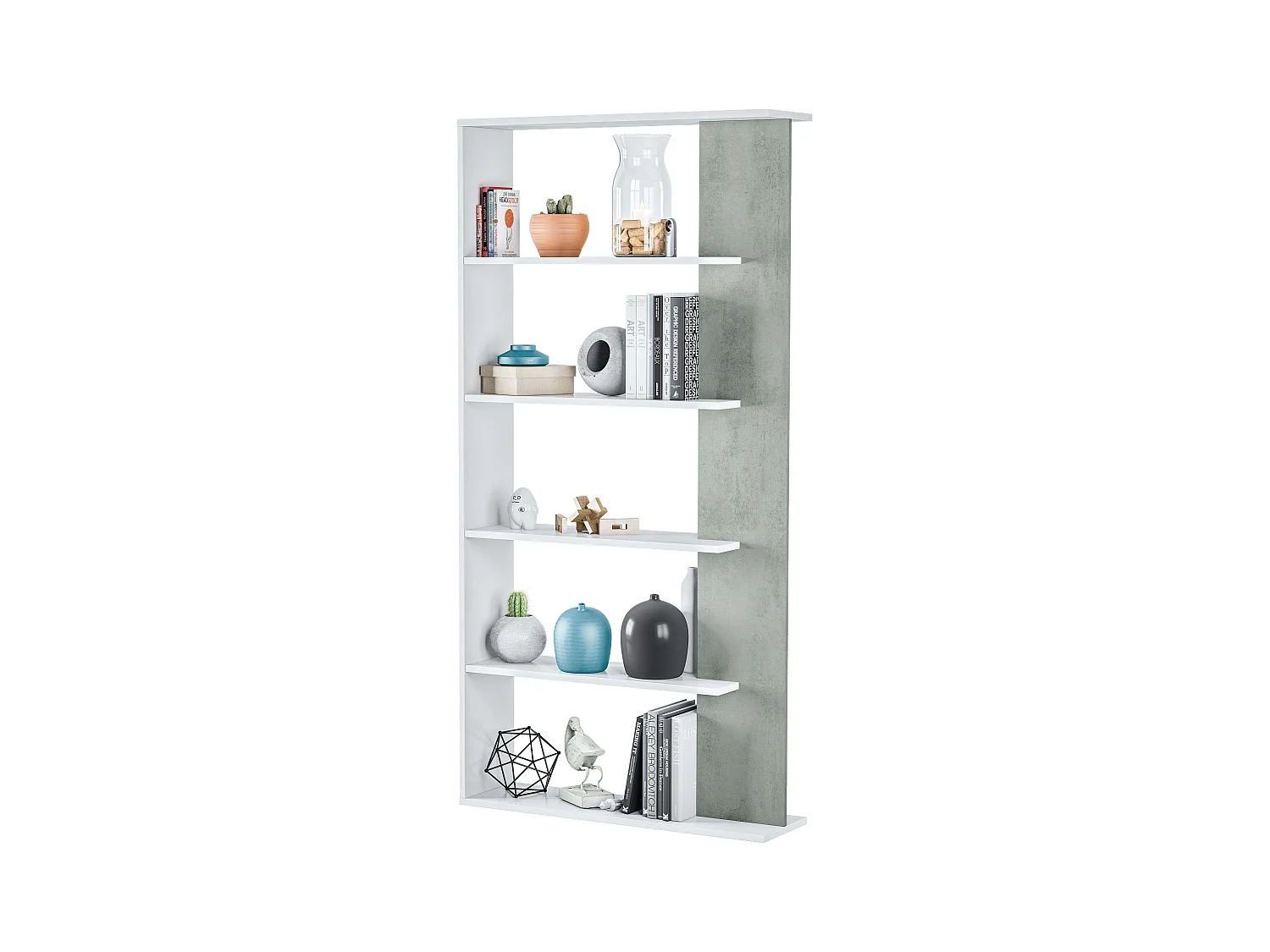 Pack 4 Estanterías Modernas Salón Comedor Color Cemento y Blanco