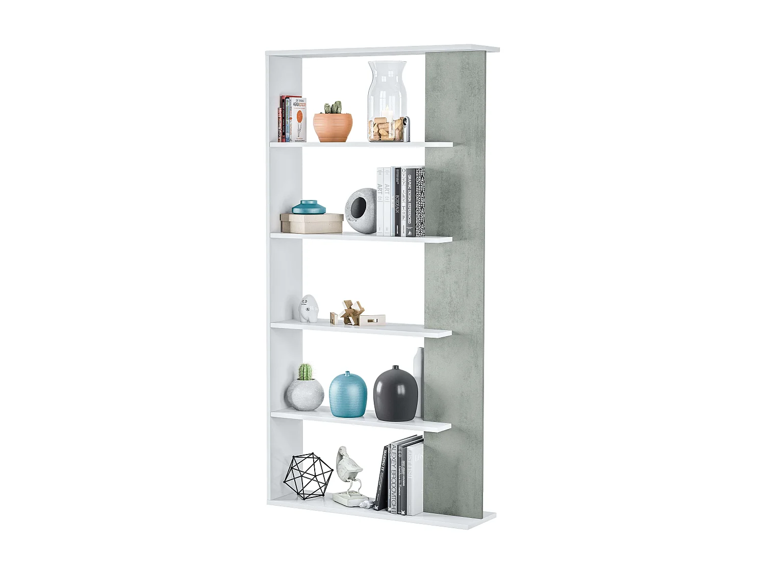 Pack 4 Estanterías Modernas Salón Comedor Color Cemento y Blanco