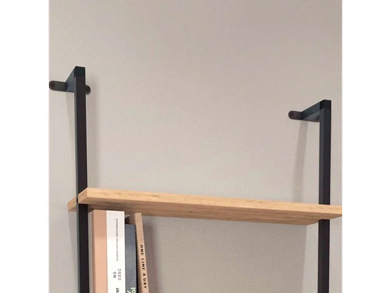 Estantería Librería Rus Pared Roble Safir Negro 60x183x20 cm