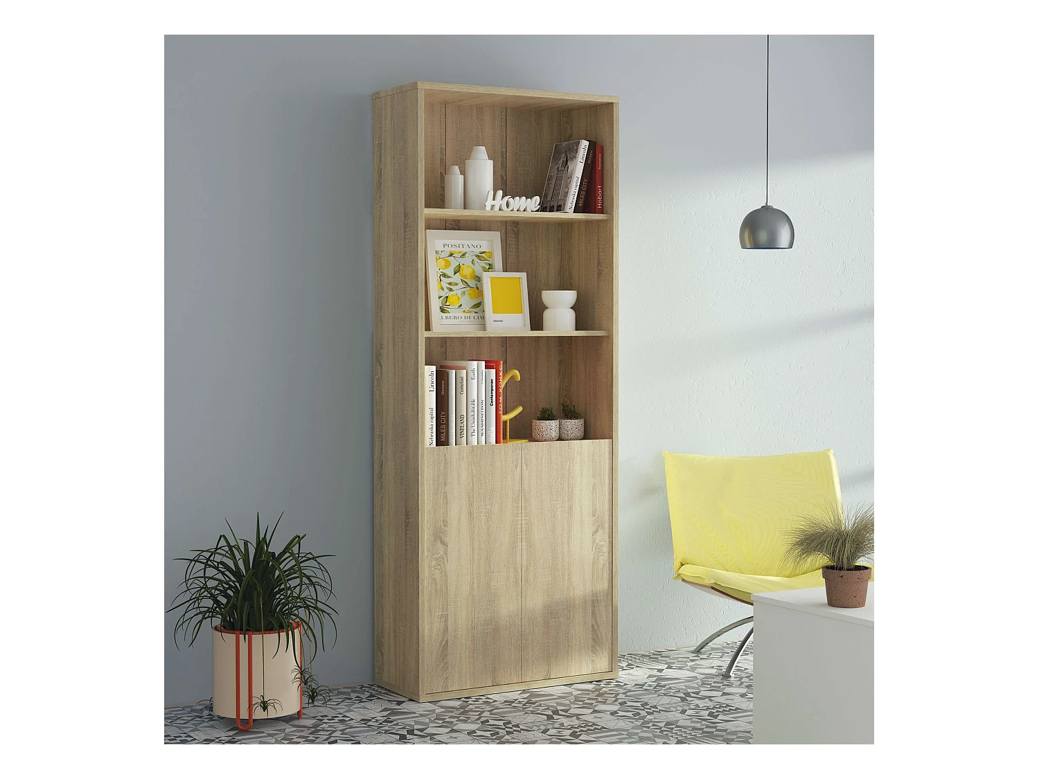 Estantería Melamina de Alta Densidad, Roble Cambrian, 196.5 x 75.5 x 33 cm