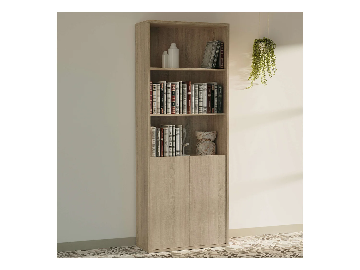 Estantería Melamina de Alta Densidad, Roble Cambrian, 196.5 x 75.5 x 33 cm