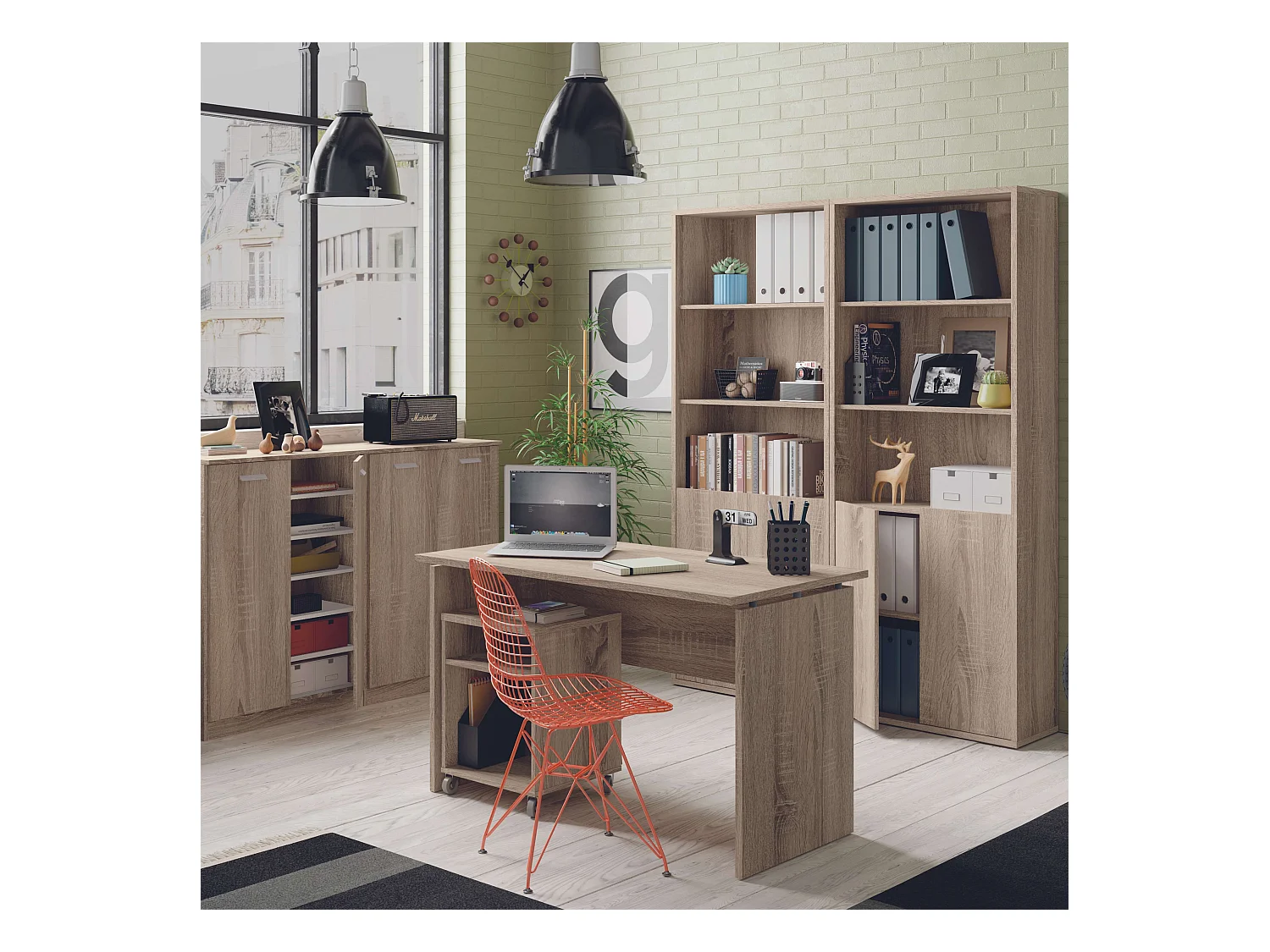 Estantería Melamina de Alta Densidad, Roble Cambrian, 196.5 x 75.5 x 33 cm