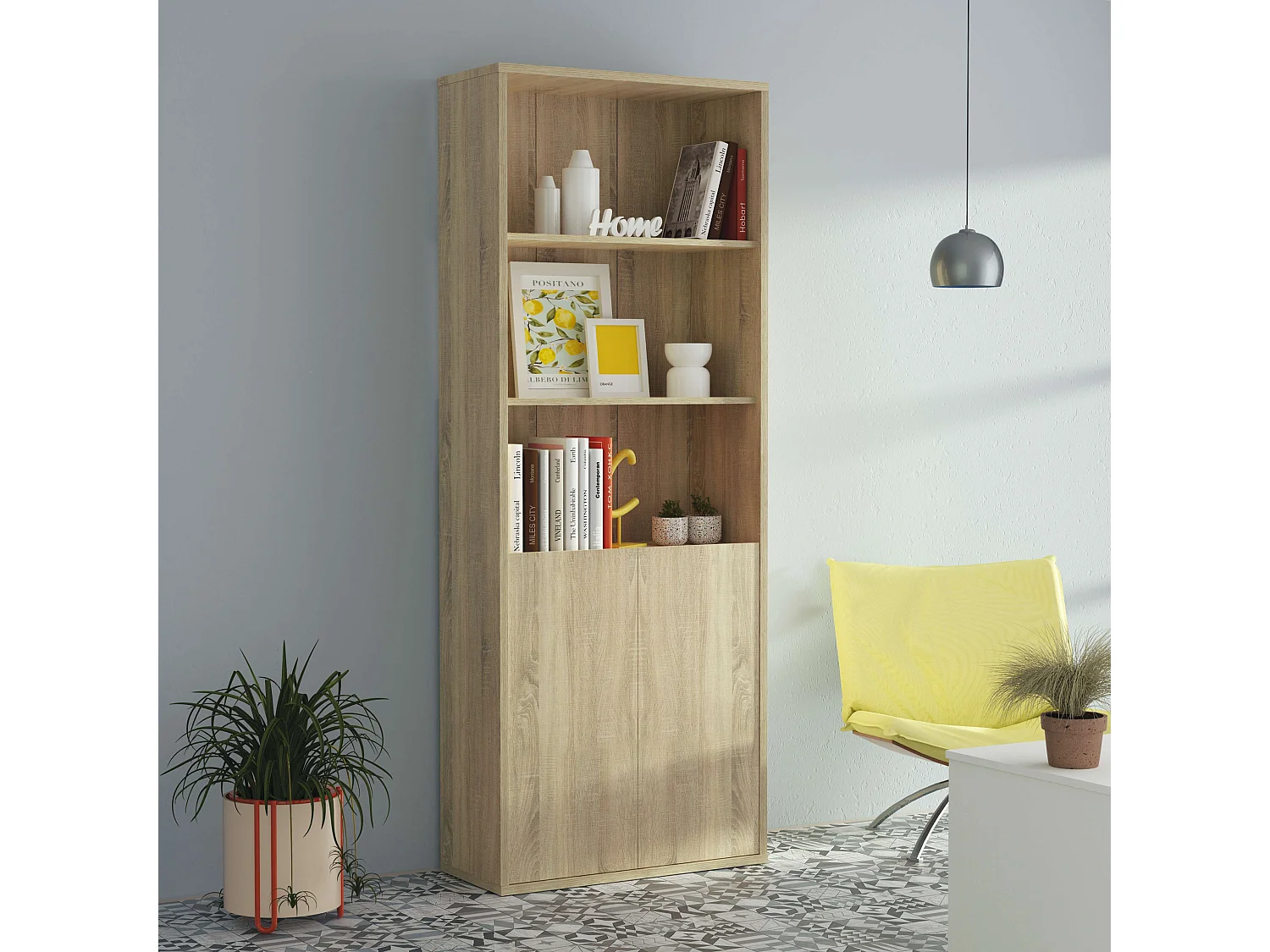 Estantería Melamina de Alta Densidad, Roble Cambrian, 196.5 x 75.5 x 33 cm