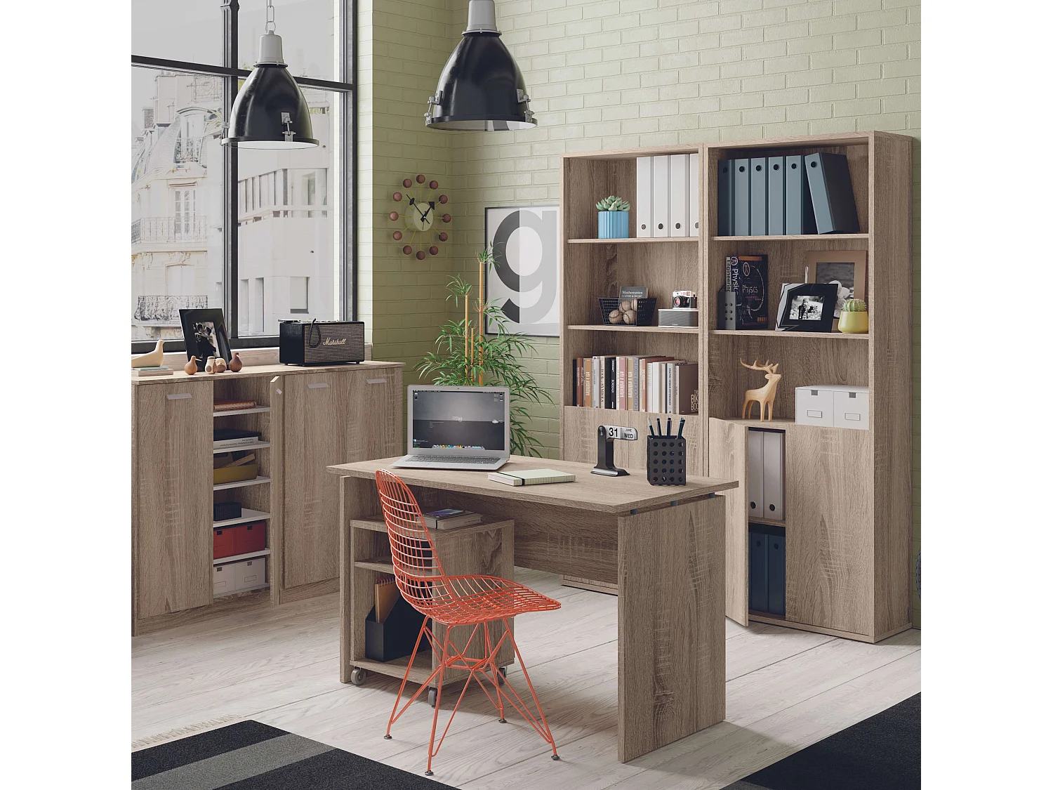 Estantería Melamina de Alta Densidad, Roble Cambrian, 196.5 x 75.5 x 33 cm