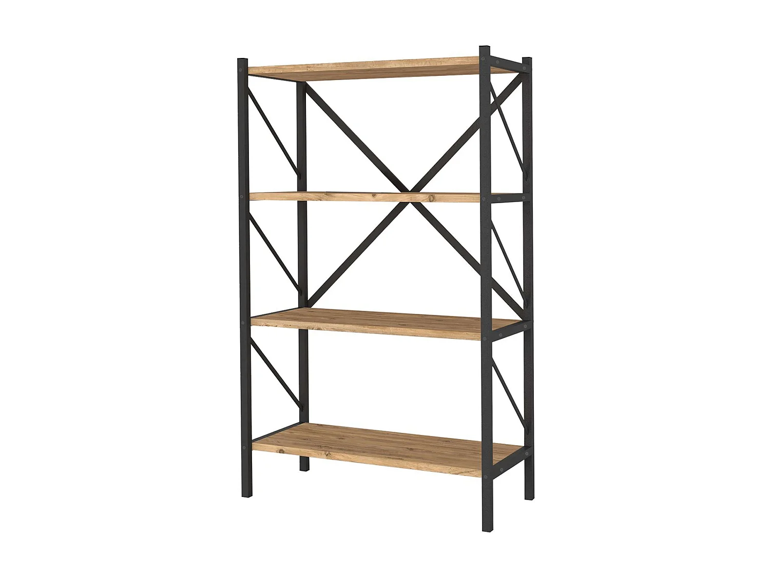 Estantería Salón Rus 4 Estantes Negro/Roble Safir 66x121x34 cm