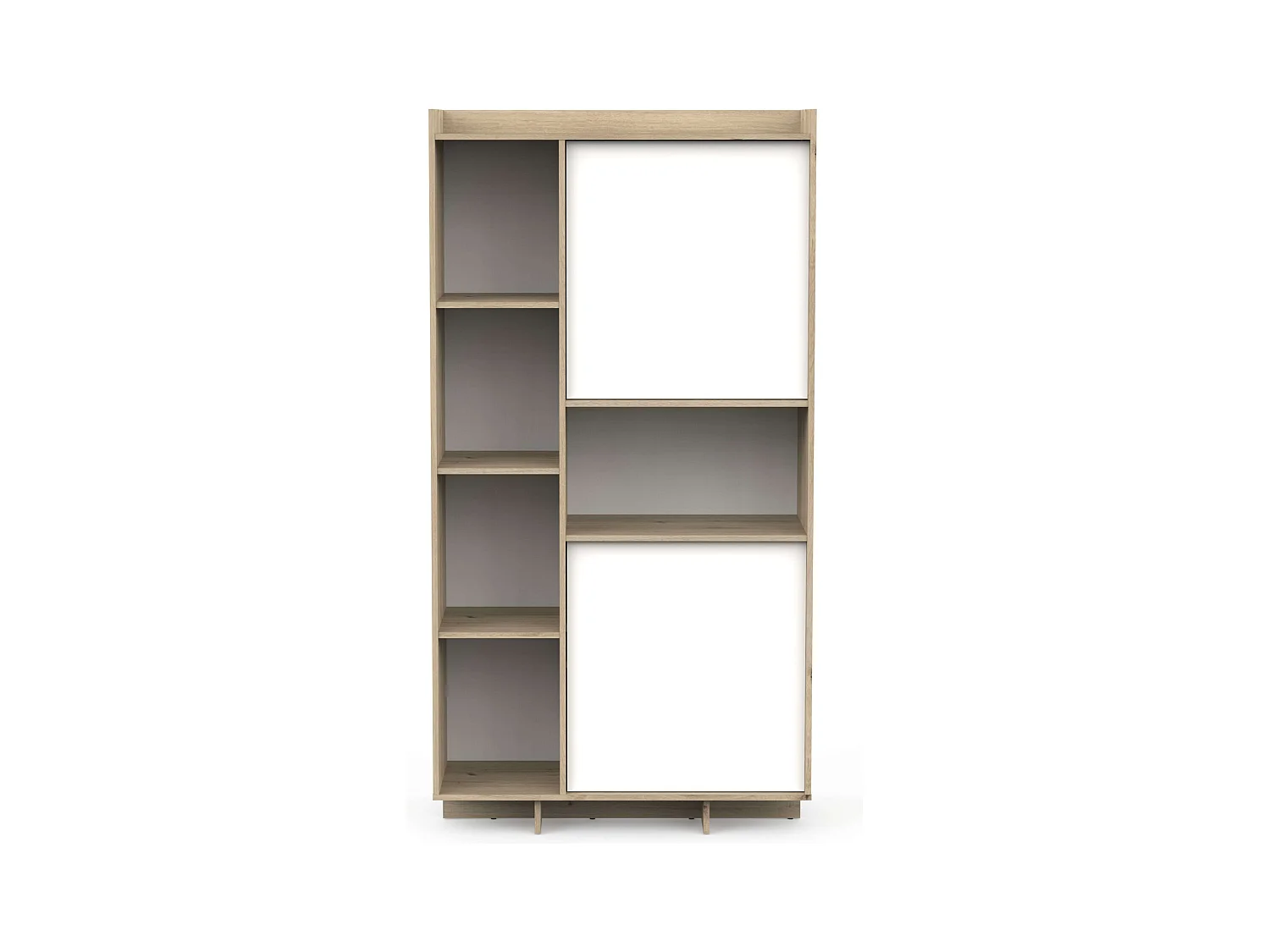 Estantería Lead 2 Puertas 7 Estantes 1 Hueco Roble Artisan y Blanco