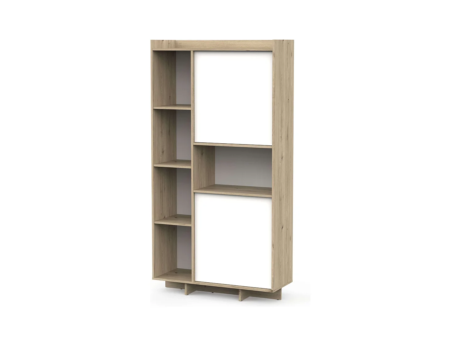 Estantería Lead 2 Puertas 7 Estantes 1 Hueco Roble Artisan y Blanco