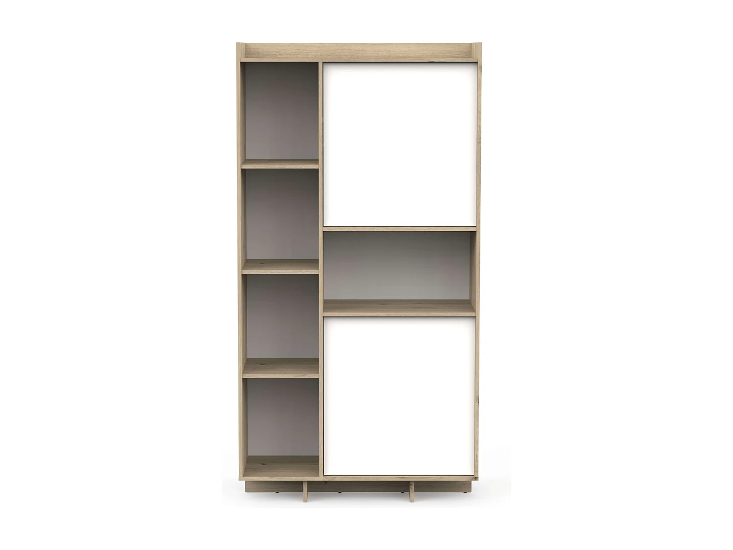 Bibliothèque en plomb 2 portes 7 étagères 1 trou Chêne artisanal et blanc