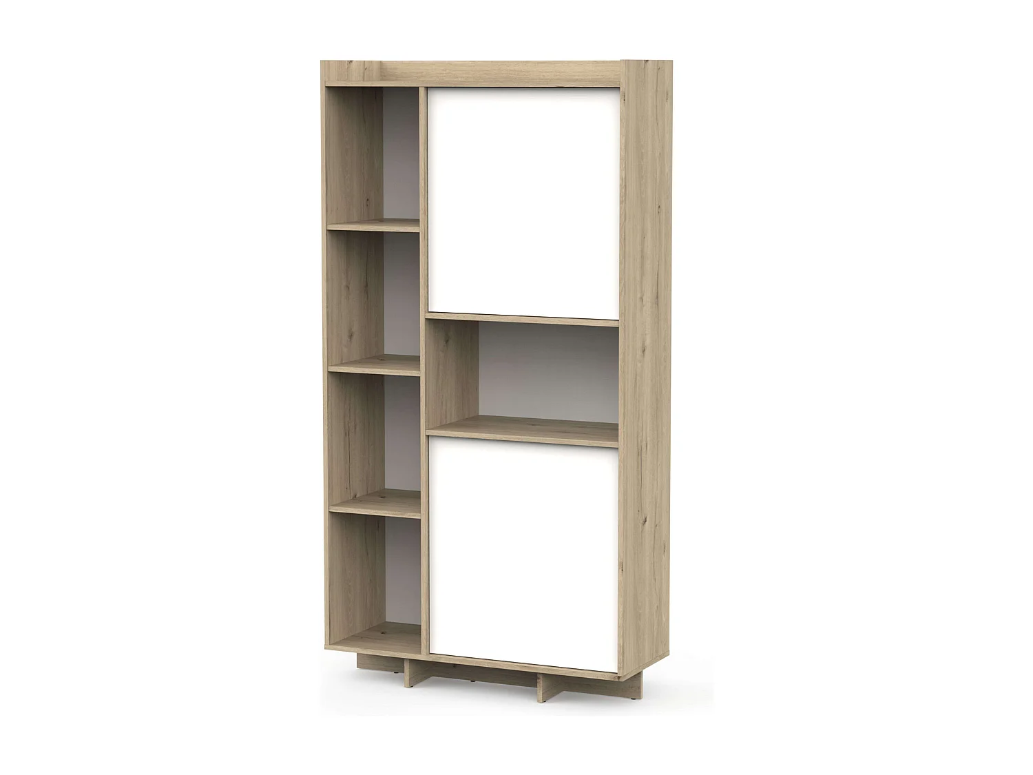 Bibliothèque en plomb 2 portes 7 étagères 1 trou Chêne artisanal et blanc