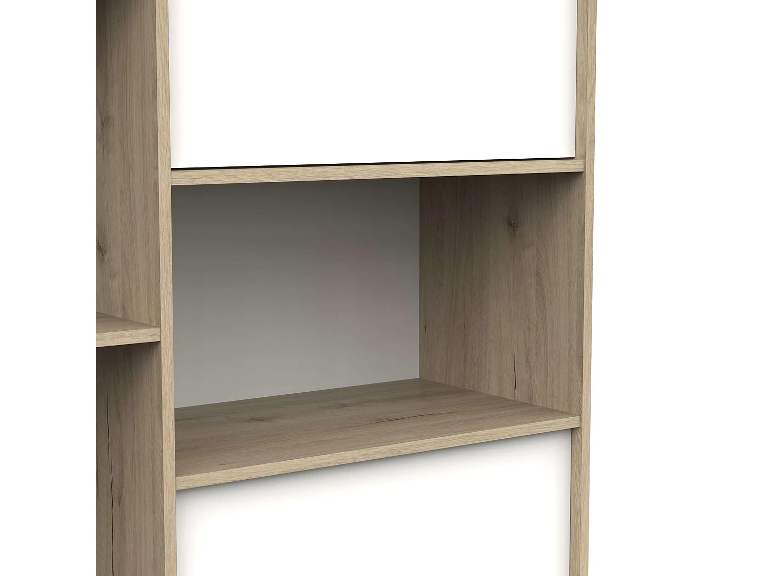 Bibliothèque en plomb 2 portes 7 étagères 1 trou Chêne artisanal et blanc